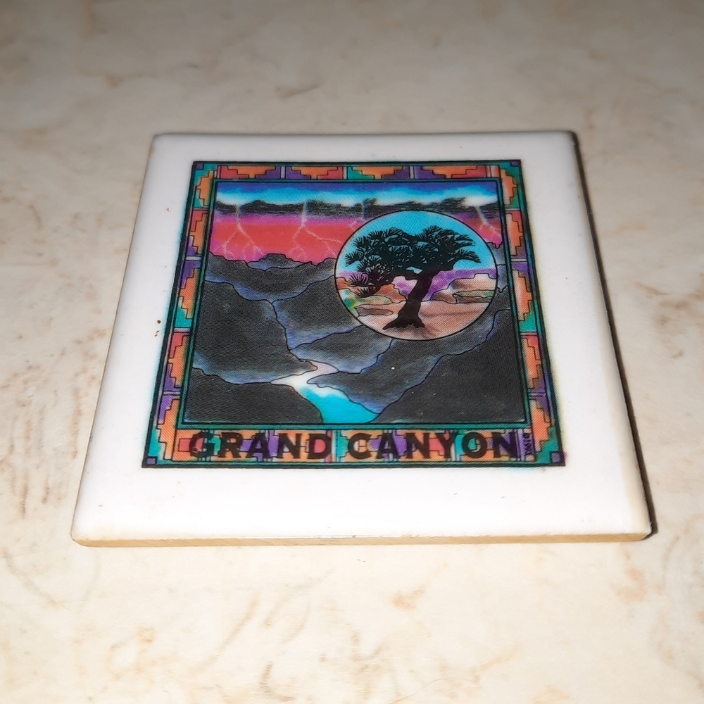 Vintage Grand Canyon Ceramic Tile Travel Souvenir Fridge Magnet